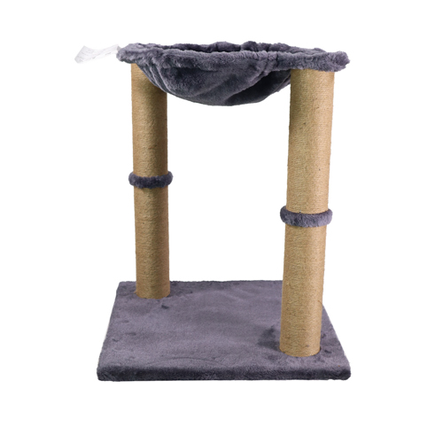 Rascador Para Gatos Con Hamaca Milo - 2 En 1, Soporta 10 Kg, Gris, Fácil De Limpiar