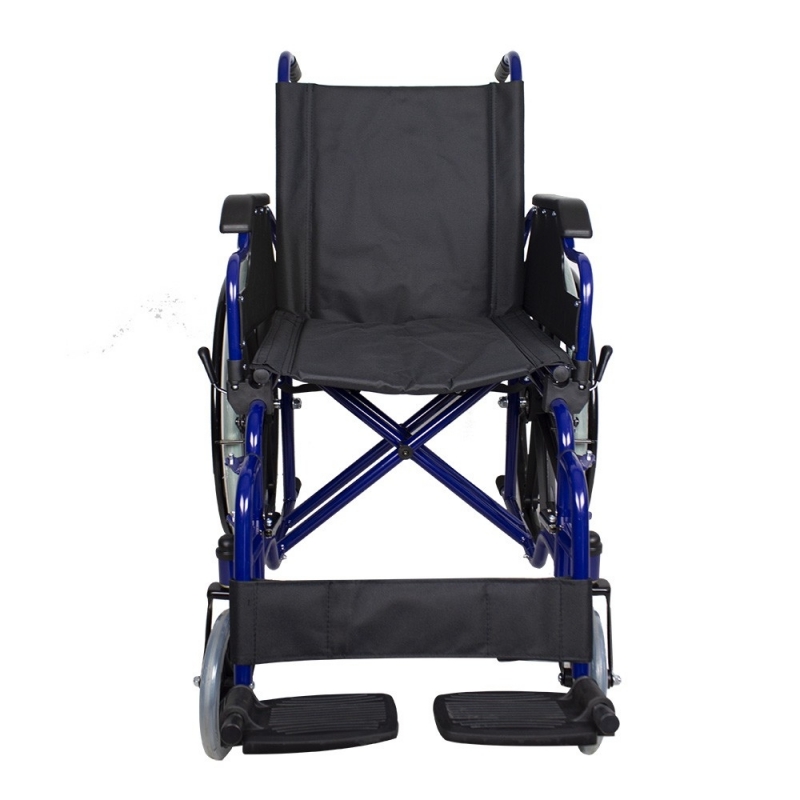 Silla de ruedas plegable con ruedas pequeñas color azul – Gerialife