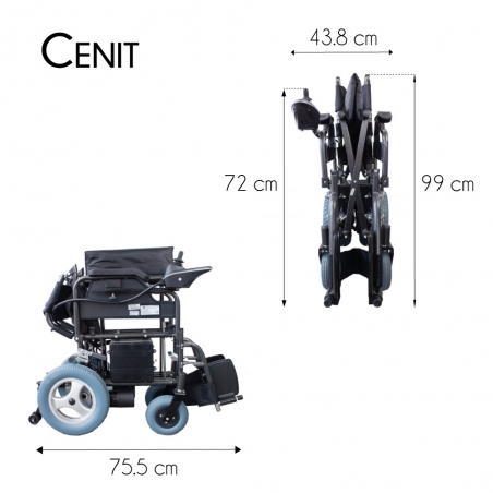 Silla de ruedas eléctrica, Plegable, Aluminio, Auton. 34 km, 24V, Ligera, Troya Plus