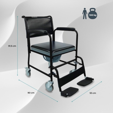 Mobiclinic Silla WC con tapa Ebro Plegable Acero cromado Reposabrazos y  asiento acolchados Para ancianos y discapacitados