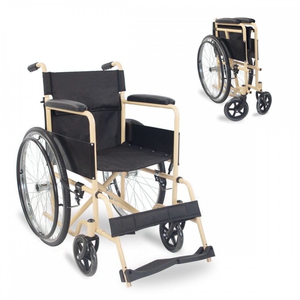 Silla de ruedas plegable, Respaldo reclinable, Elevador de piernas y  reposacabeza, Ortopédica